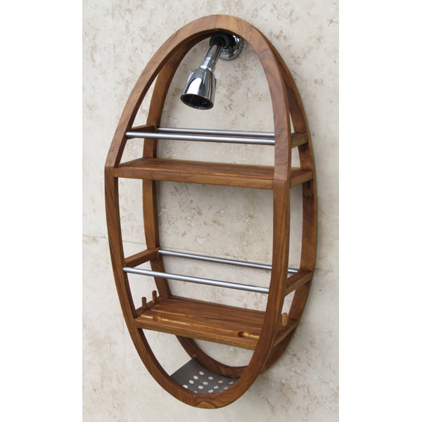 Aqua Teak Teak and Stainless Steel Shower Caddy & Reviews Wayfair
